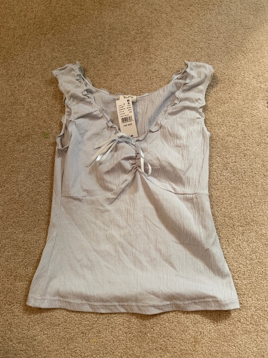 Brandy Melville Tops - Brandy Melville Ruffled Tie-Front Tank Top - Light Blue